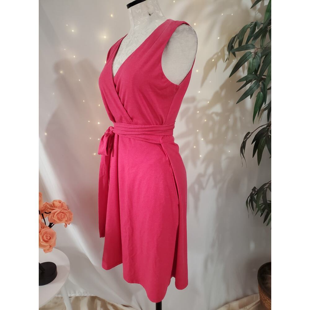 Toad & Co Tech Cue Wrap Sleeveless Dress Size M Pink Eco Samba Organic Stretch - Picture 4 of 9